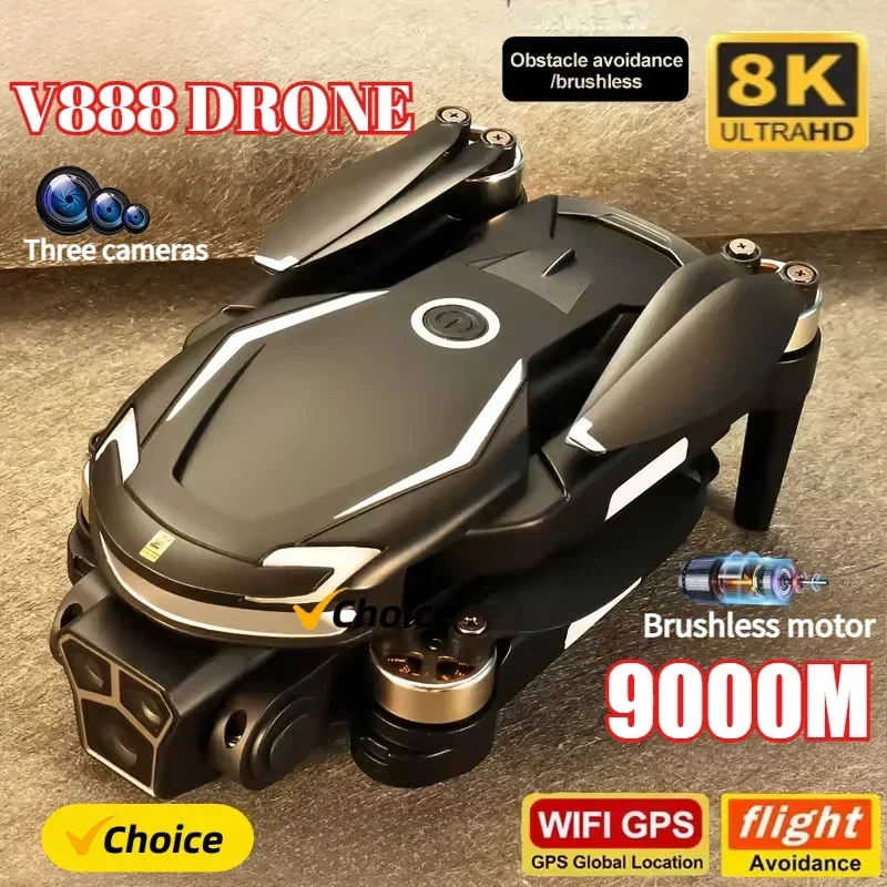 Rc Hobby China - Yeni V888 Drone 8K GPS Üçlü